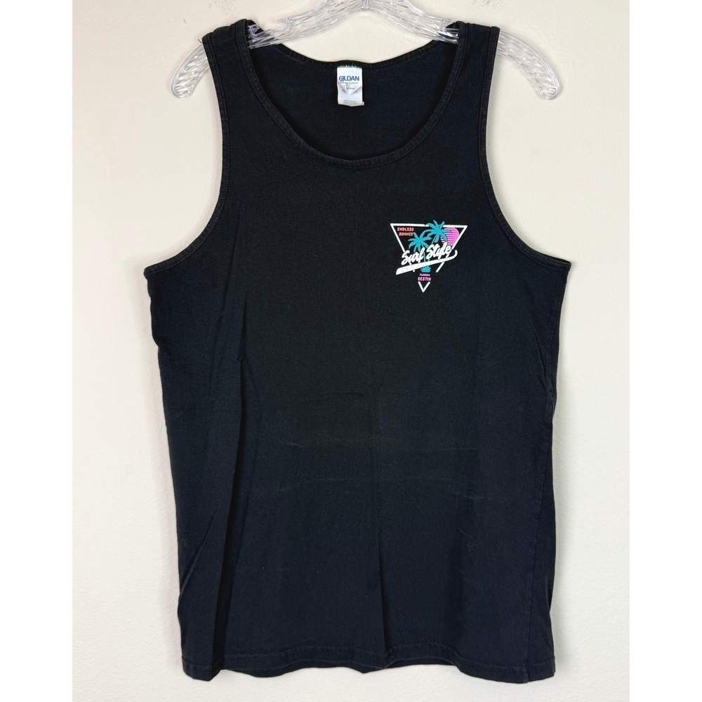 Gildan Tank Top Women M Surf Style Destin Florida Black Sleeveless Cotton